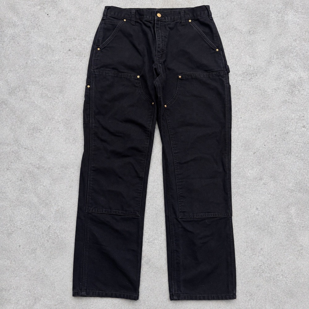 Carhartt Double Front Knee Pants Black 32x32 B01 BLK Workwear Vintage y2k